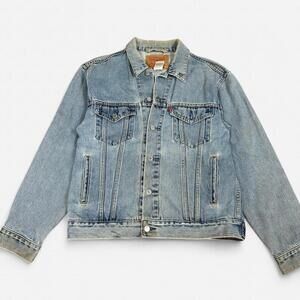 Vintage Levi’s Denim Trucker jacket distressed light washed Mens Medium